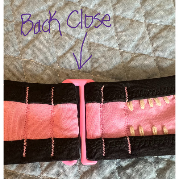 Victorias Secret Bombshell Bikini Set 36C Large Blue Pink Crochet Molded Staps - Picture 5 of 14